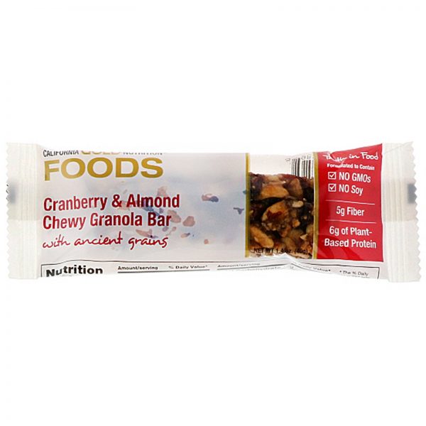 Comprar California Gold Nutrition, Foods, Barras de Granola de Cranberry e Amêndoa, 12 Barras, 1,4 oz (40 g) Cada - Imagem 4