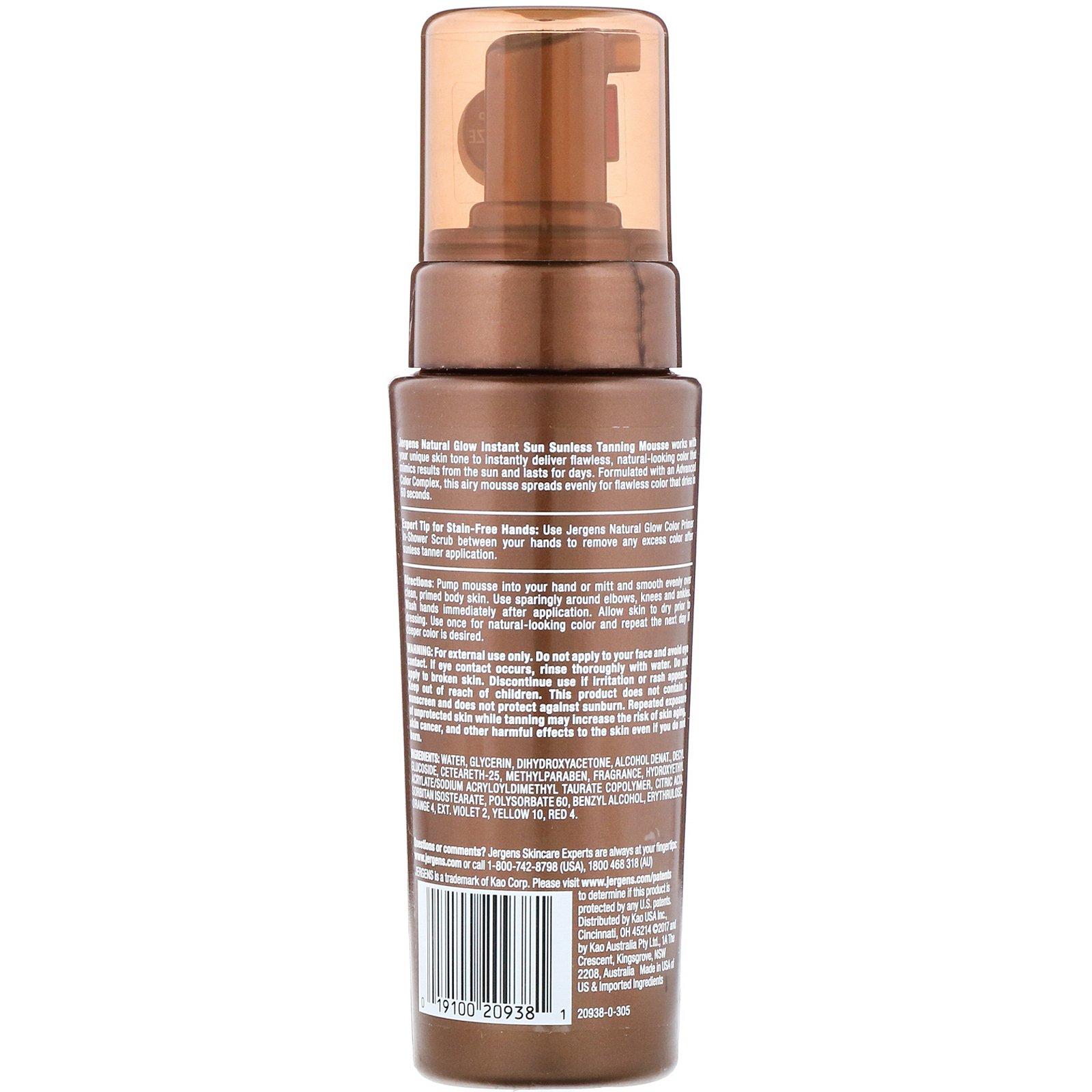 Comprar Jergens, Brilho natural, Instant Sun, mousse bronzeador sem sol, bronzeado profundo, 6 fl oz (177 ml) - Imagem 2