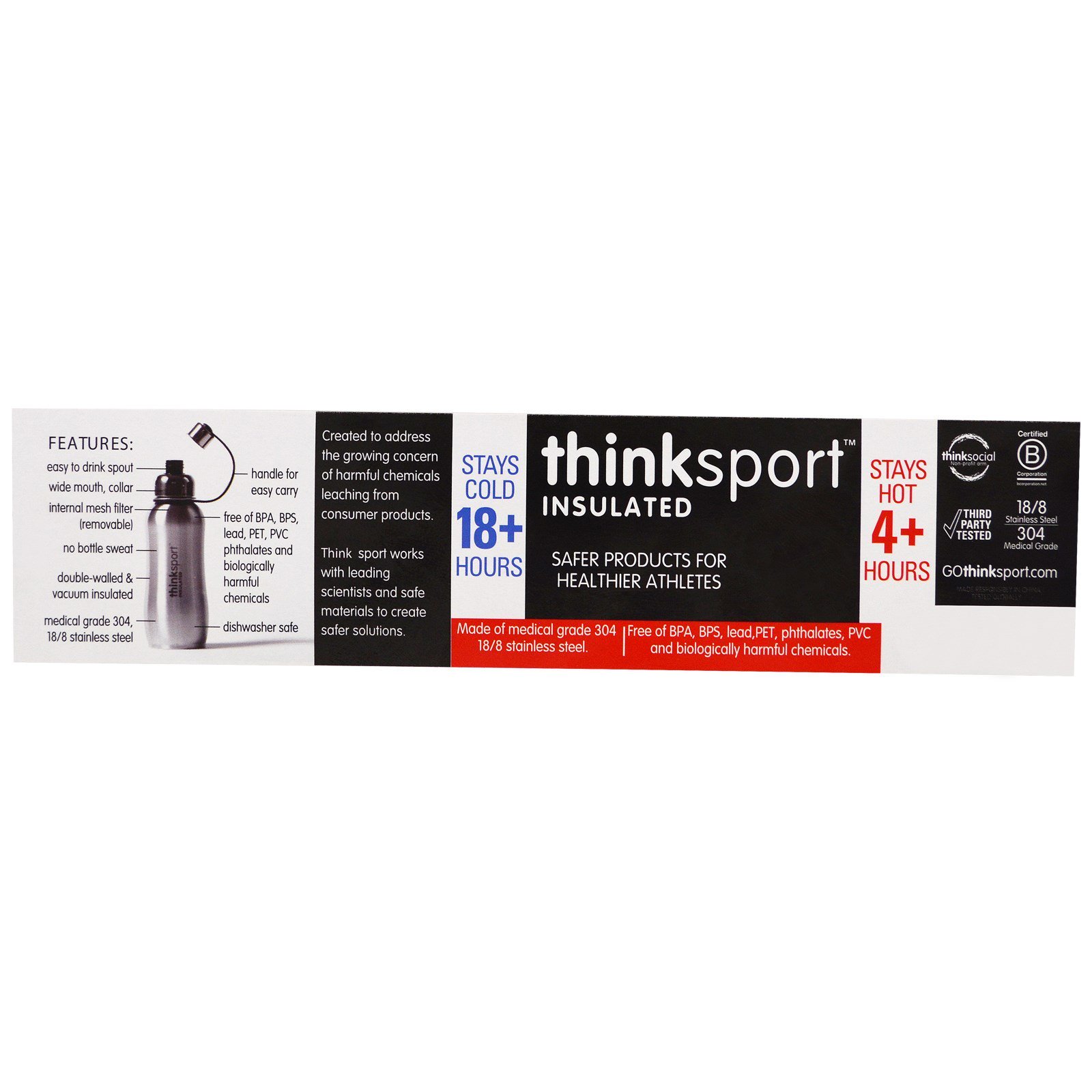 Comprar Think, Thinksport, Garrafa Térmica Esportiva, Verde, 17 oz (500ml) - Imagem 3