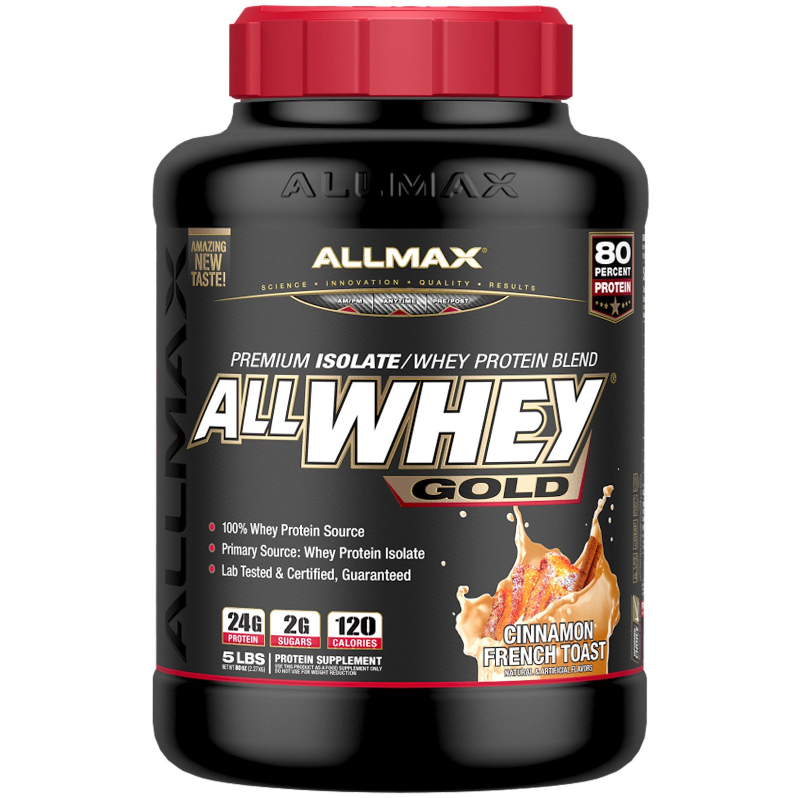 Comprar ALLMAX Nutrition, AllWhey Gold, 100% Proteína Whey + Isolado de Proteína Whey Premium, Rabanada com Canela, 5 lbs. (2,27 kg)