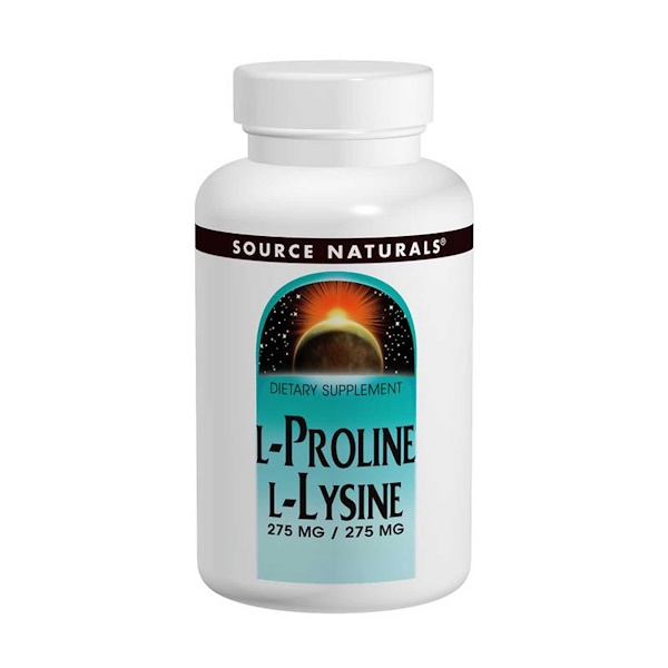 Comprar Source Naturals, L-Prolina e L-Lisina, 120 Comprimidos