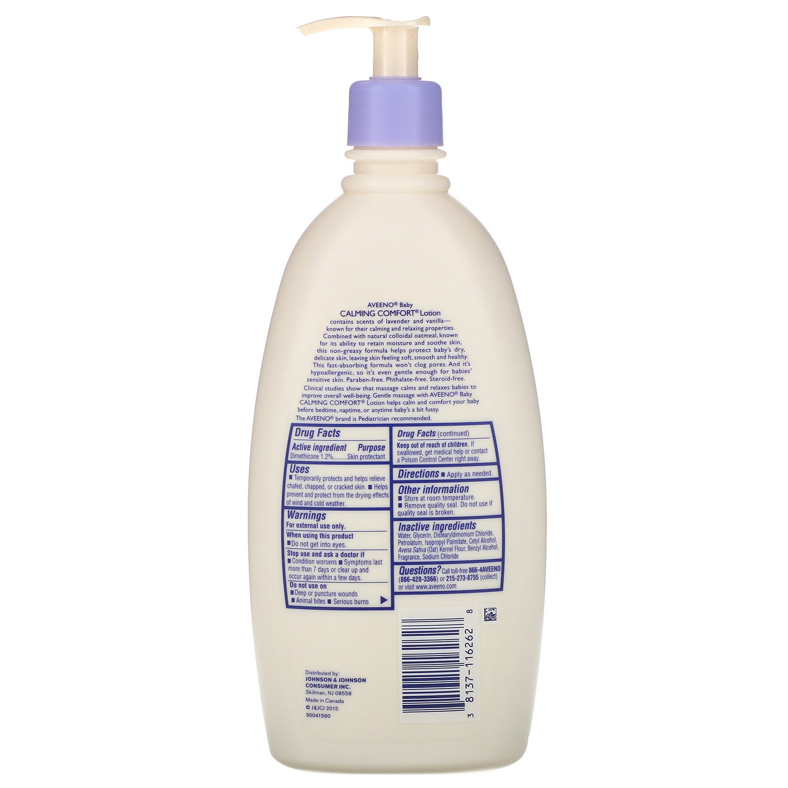 Comprar Aveeno, Baby, Loção reconfortante e calmante, lavanda e baunilha, 532 ml (18 fl oz) - Imagem 2
