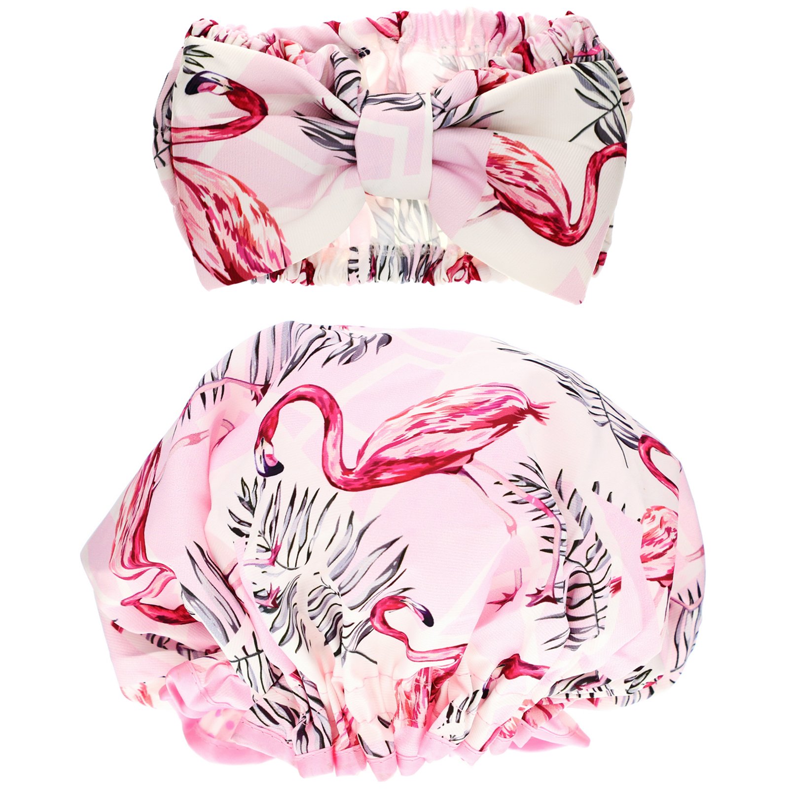 Comprar The Vintage Cosmetic Co., Make-Up Headband and Shower Cap Set, Pink Flamingo, 1 Set