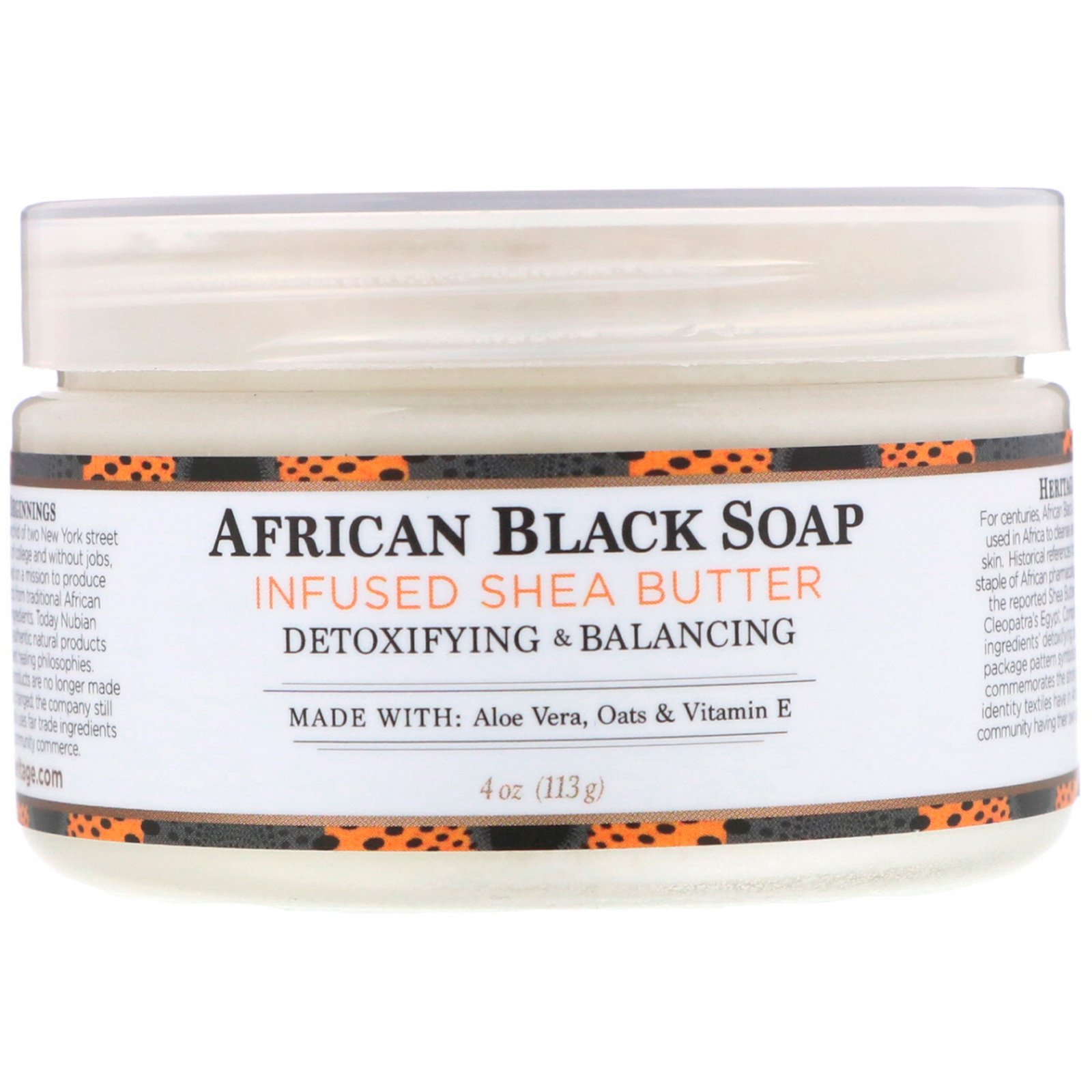 Comprar Nubian Heritage, Shea Butter, African Black Soap Infused, 4 oz (113 g)