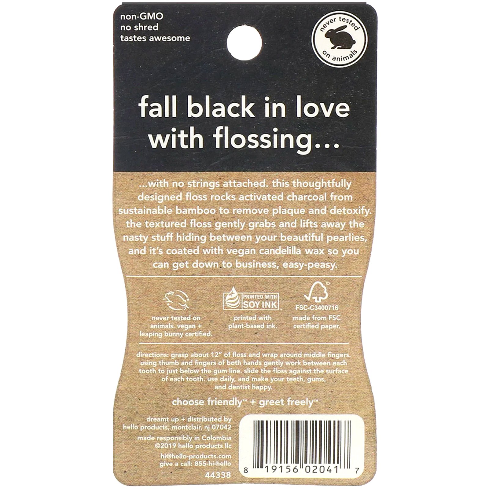Comprar Hello, Fio Dental Infundido em Carvão Ativado, Sabor Natural de Hortelã, 54,6 yd (50 m) - Imagem 2