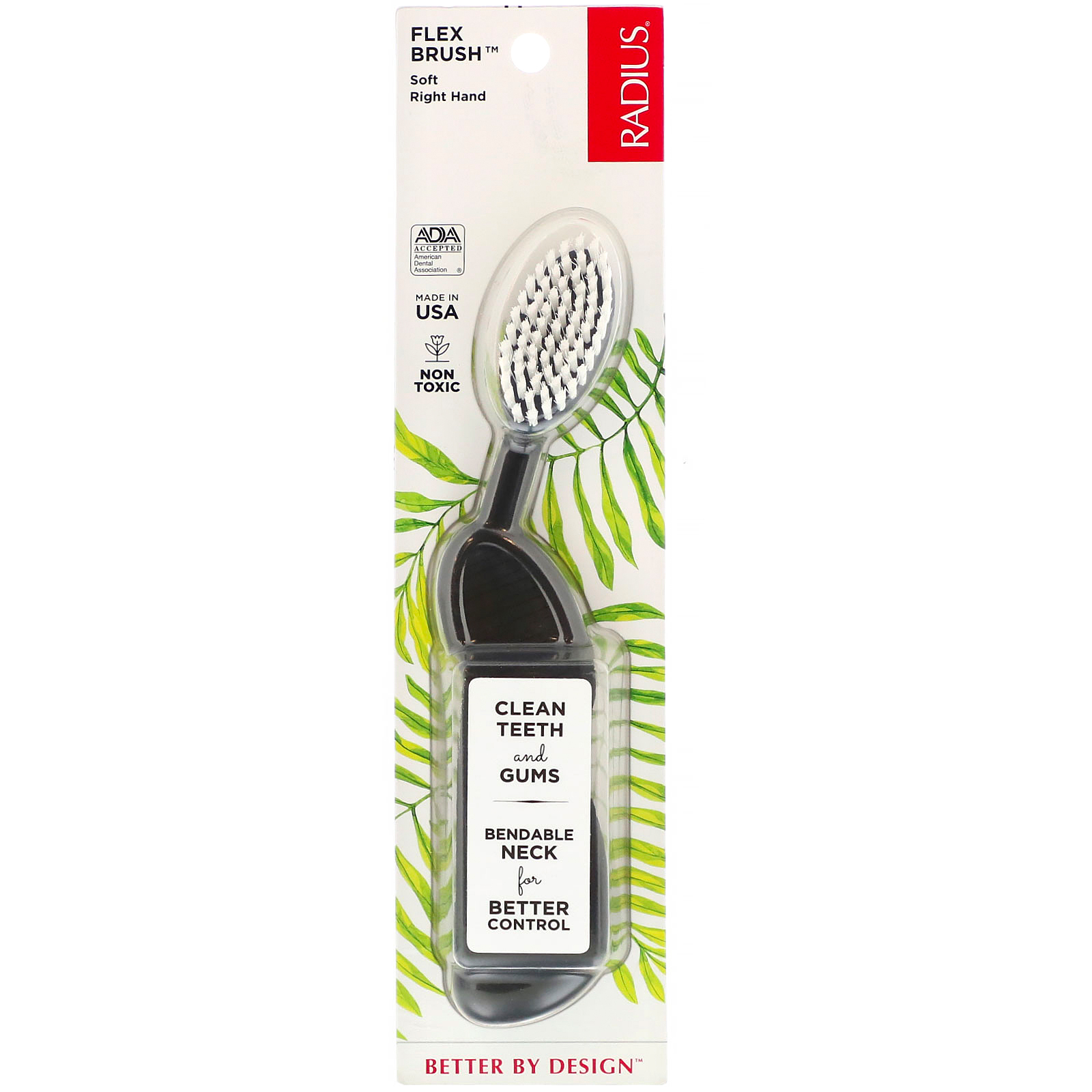 Comprar RADIUS, Escova Flex, Macia, Mão Direita, Preta, 1 Escova de Dentes - Imagem 2