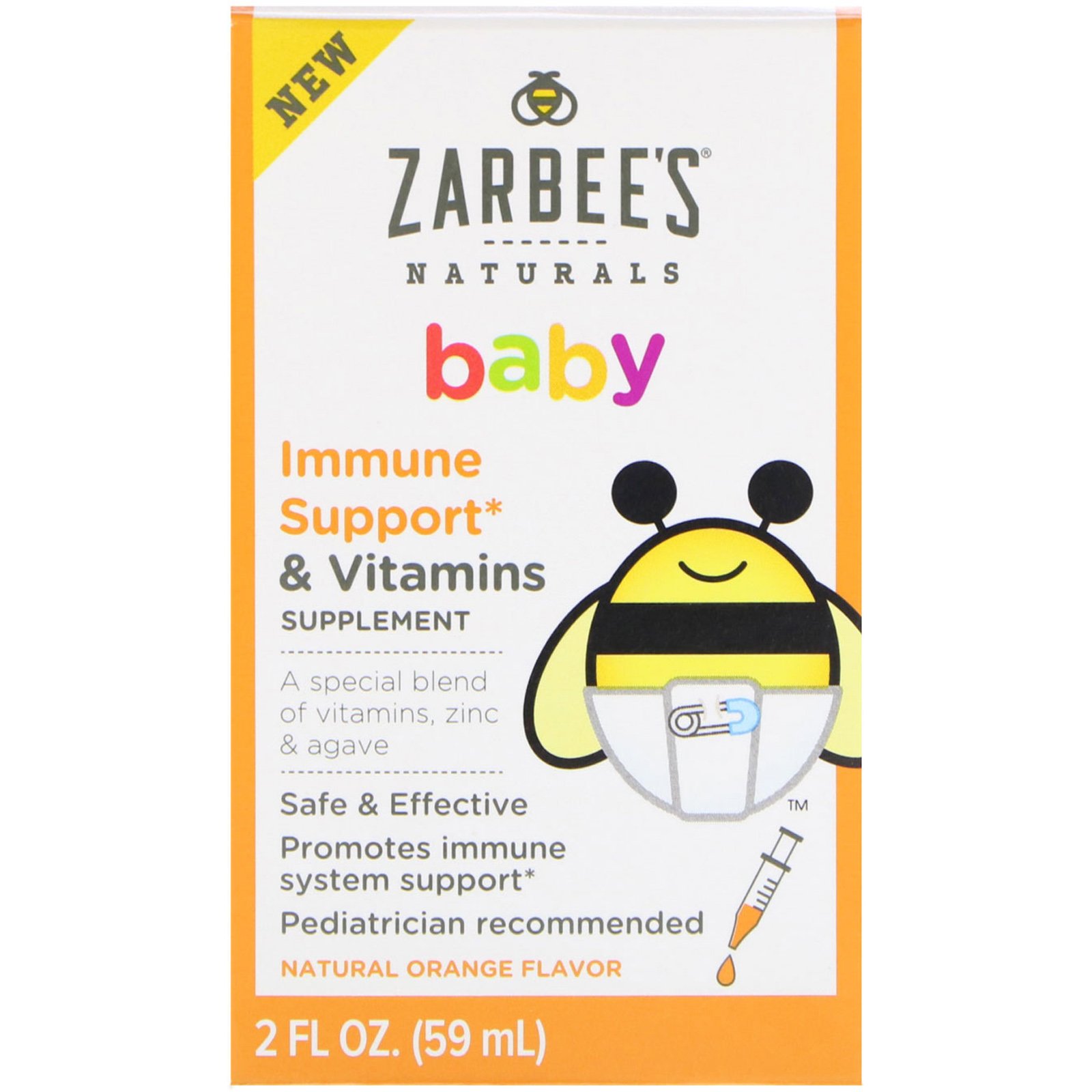Comprar Zarbee's, Suporte Imunológico e Vitaminas para Bebês, Sabor Natural de Laranja, 59 ml (2 fl oz)