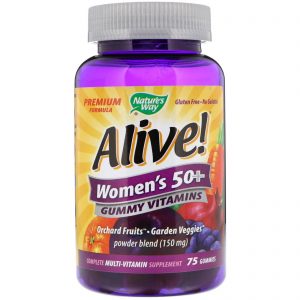 Comprar Nature's Way, Alive! 50+ Vitaminas de Goma para Mulher, Sabores de Frutas, 75 Balas de Goma