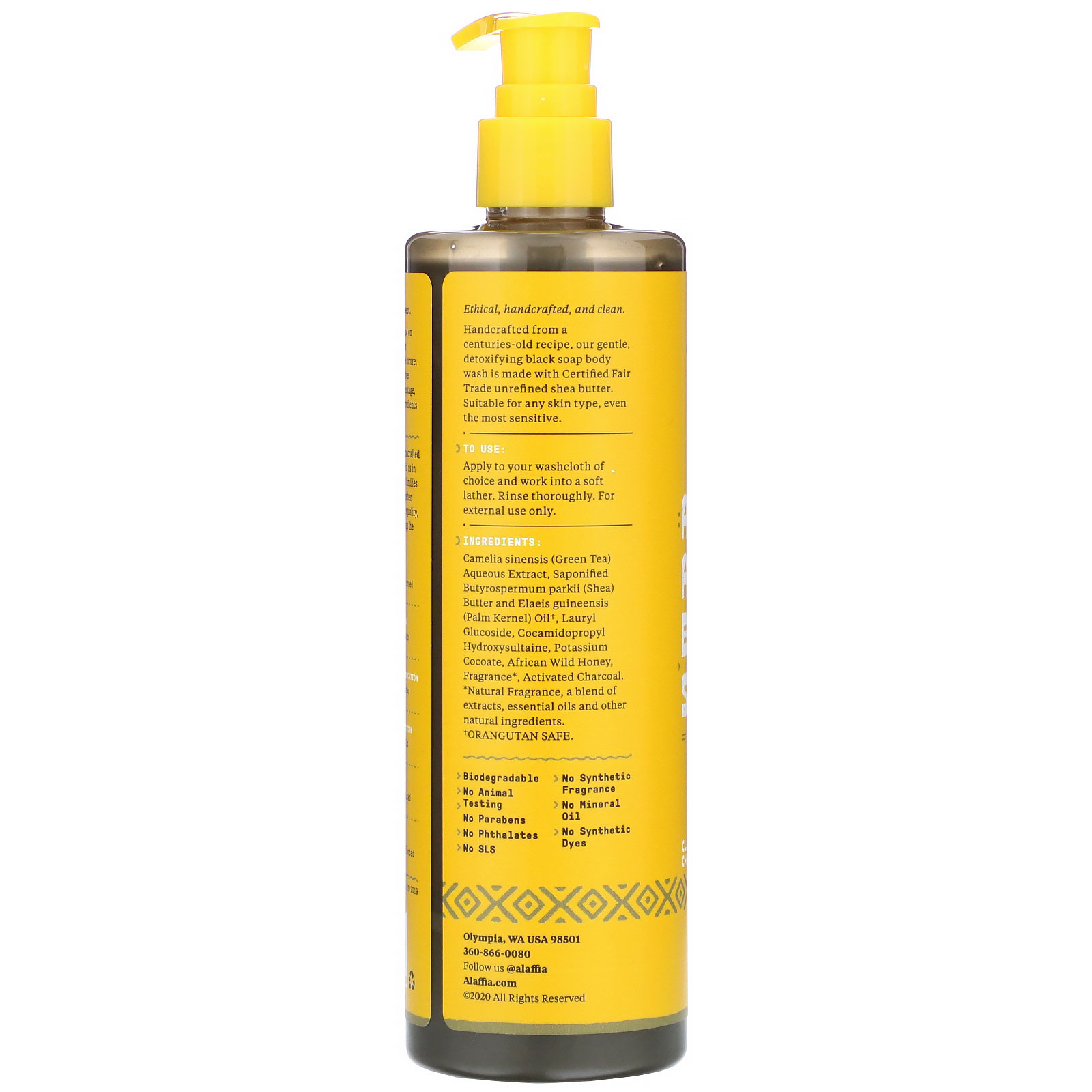 Comprar Alaffia, Authentic African Black Soap Body Wash, Charcoal Honey, 12 fl oz (354 ml) - Imagem 2