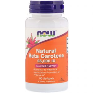 Comprar Now Foods, Betacaroteno Natural, 25.000 UI, 90 Cápsulas Softgel
