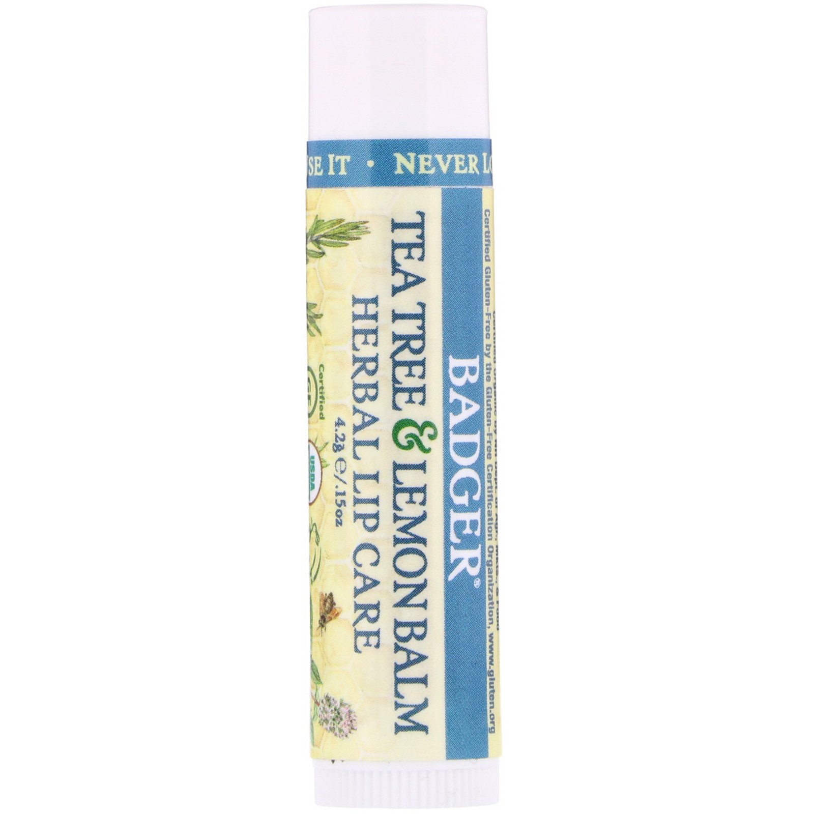 Comprar Badger Company, Bálsamo de Árvore-do-Chá e Limão Cuidado Herbáceo com os Lábios, .15 oz (4.2 g)
