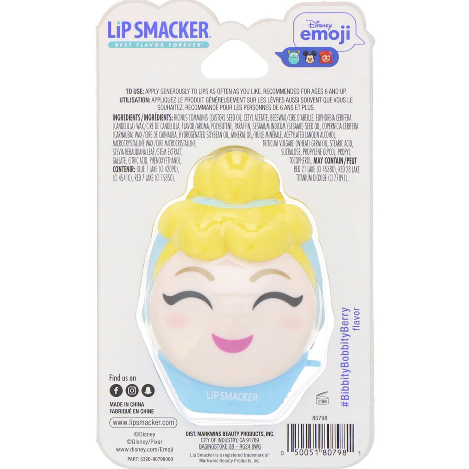 Comprar Lip Smacker, Protetor labial Disney Emoji, Cinderella, #BibbityBobbityBerry, 0,26 oz (7,4 g) - Imagem 2