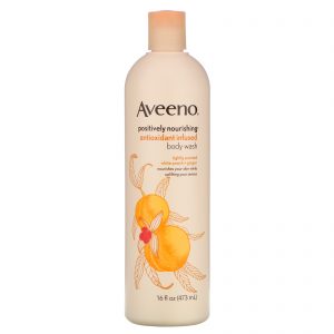 Comprar Aveeno, Lavagem corporal positivamente nutritiva infundida com Antioxidante, Pêssego branco + Gengibre, 16 fl oz (473 ml)