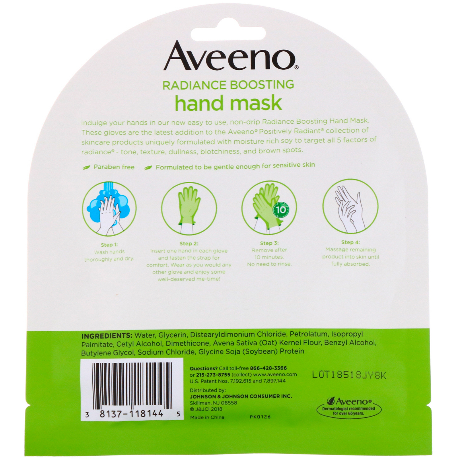 Comprar Aveeno, Máscara Intensificadora de Brilho para as Mãos, 2 Luvas de Uso Único - Imagem 2