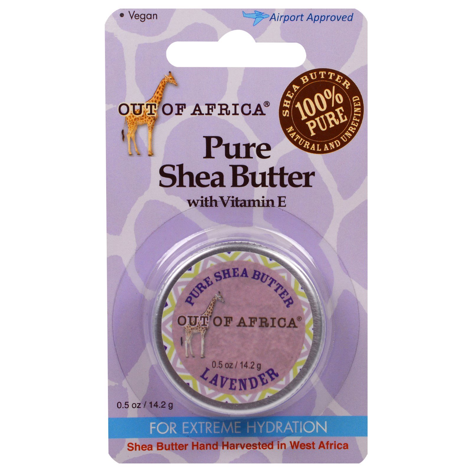 Comprar Out of Africa, Manteiga de Karité Pura com Vitamina E, Lavanda, 0,5 oz (14,2 g)