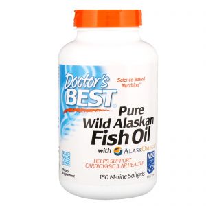 Comprar Doctor's Best, Óleo de Peixe Selvagem Puro do Alasca com AlaskOmega, 180 Cápsulas Softgel Marinhas