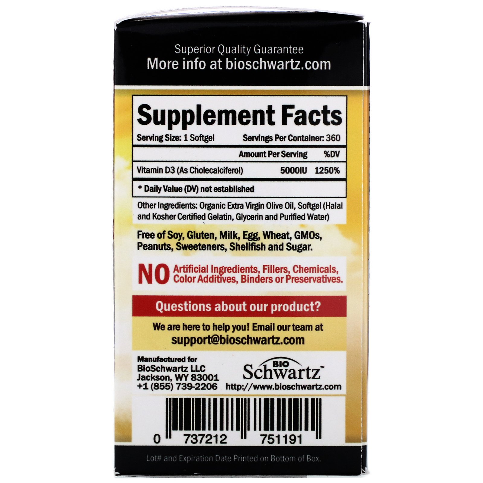 Comprar BioSchwartz, Força Superior da Vitamina D3, 5.000 UI, 360 Cápsulas Gelatinosas - Imagem 2