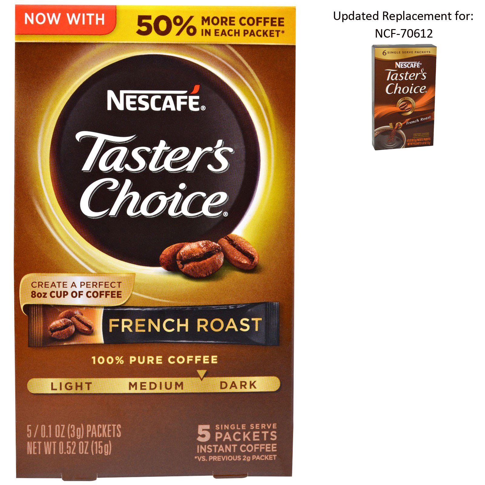 Comprar Nescafé, Taster's Choice, Café Instantâneo, Tostado Francês, 5 pacotes de porção única, 0,1 oz (3 g) cada