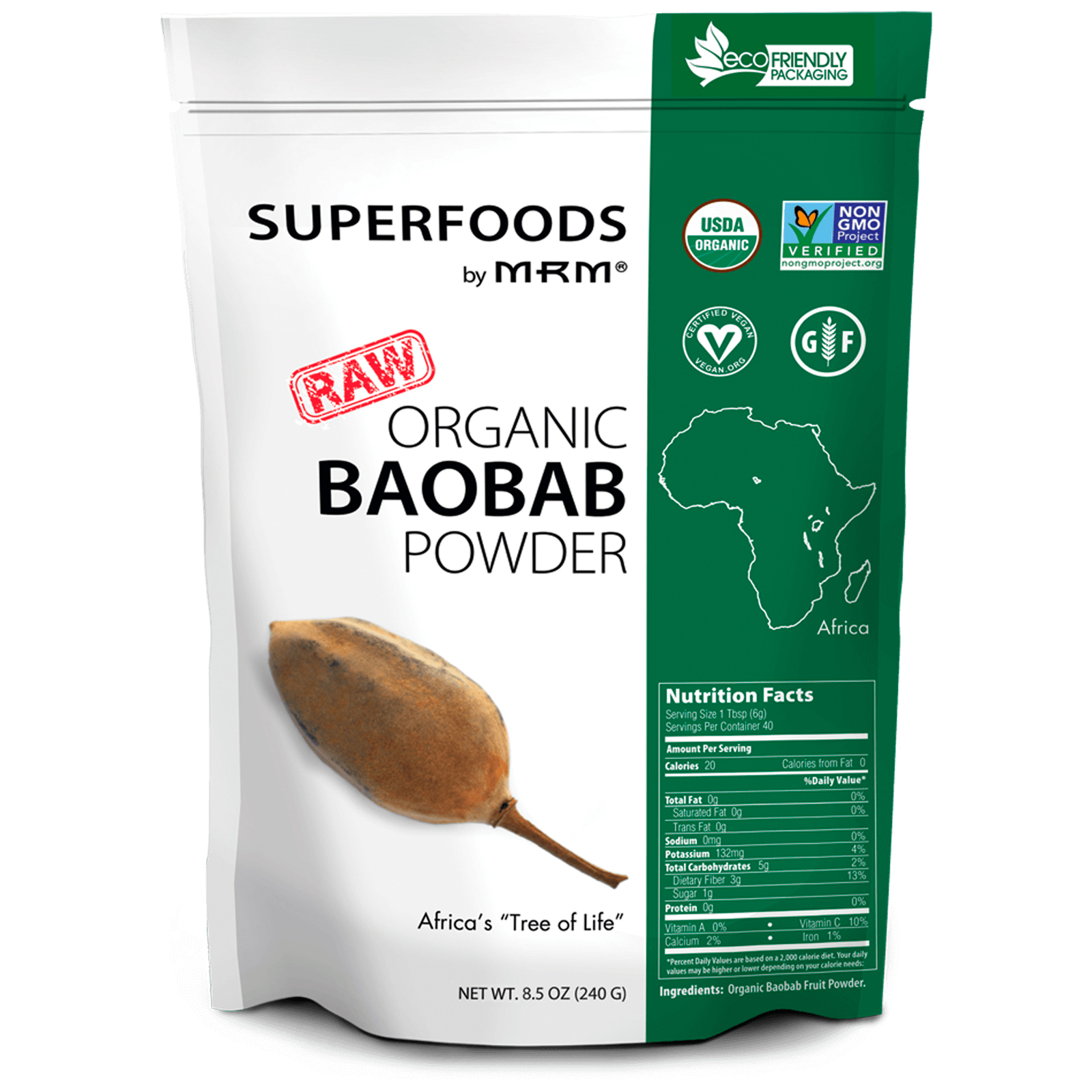 Comprar MRM, Baobá Orgânico Cru em Pó, 240 g (8,5 oz)