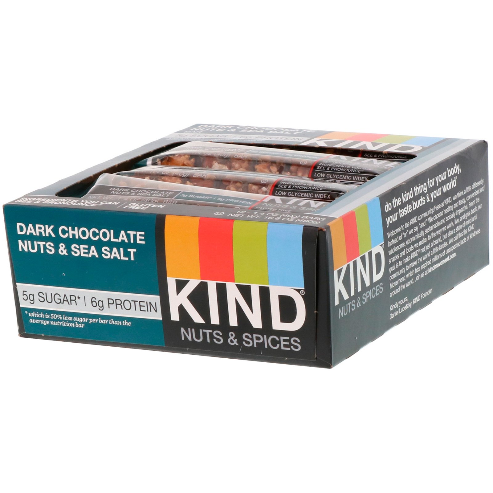 Comprar KIND Bars, Nozes e Especiarias, Nozes com Chocolate Amargo e Sal Marinho, 12 Barras, 40 g (1,4 oz) Cada