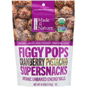 Comprar Made in Nature, Pops de Figo Orgânico, Supersnacks, Cranberry e Pistache, 4,2 oz (119 g)