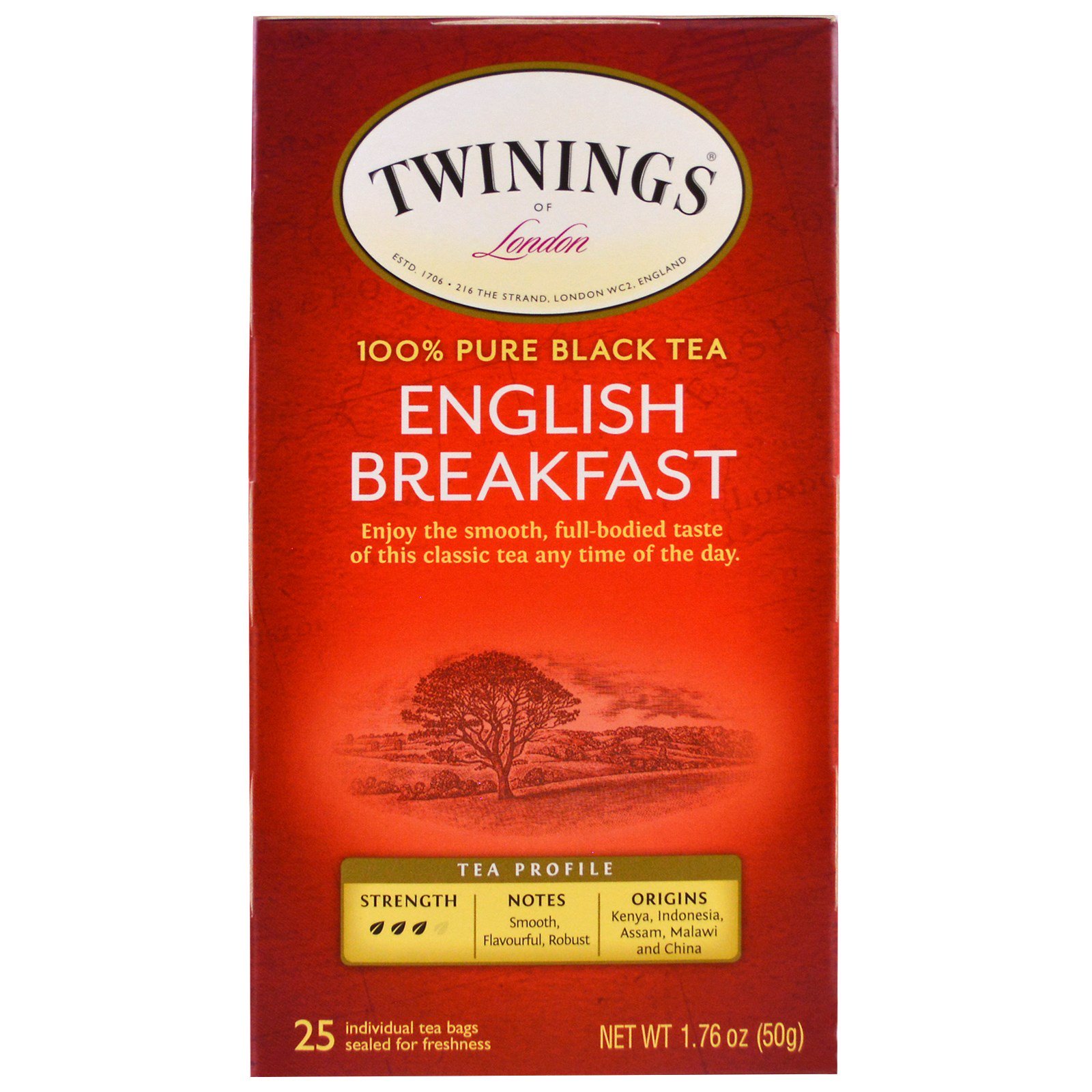 Comprar Twinings, Chá de Café da Manhã Inglês, 25 Saquinhos de Chá Individuais, 50 g
