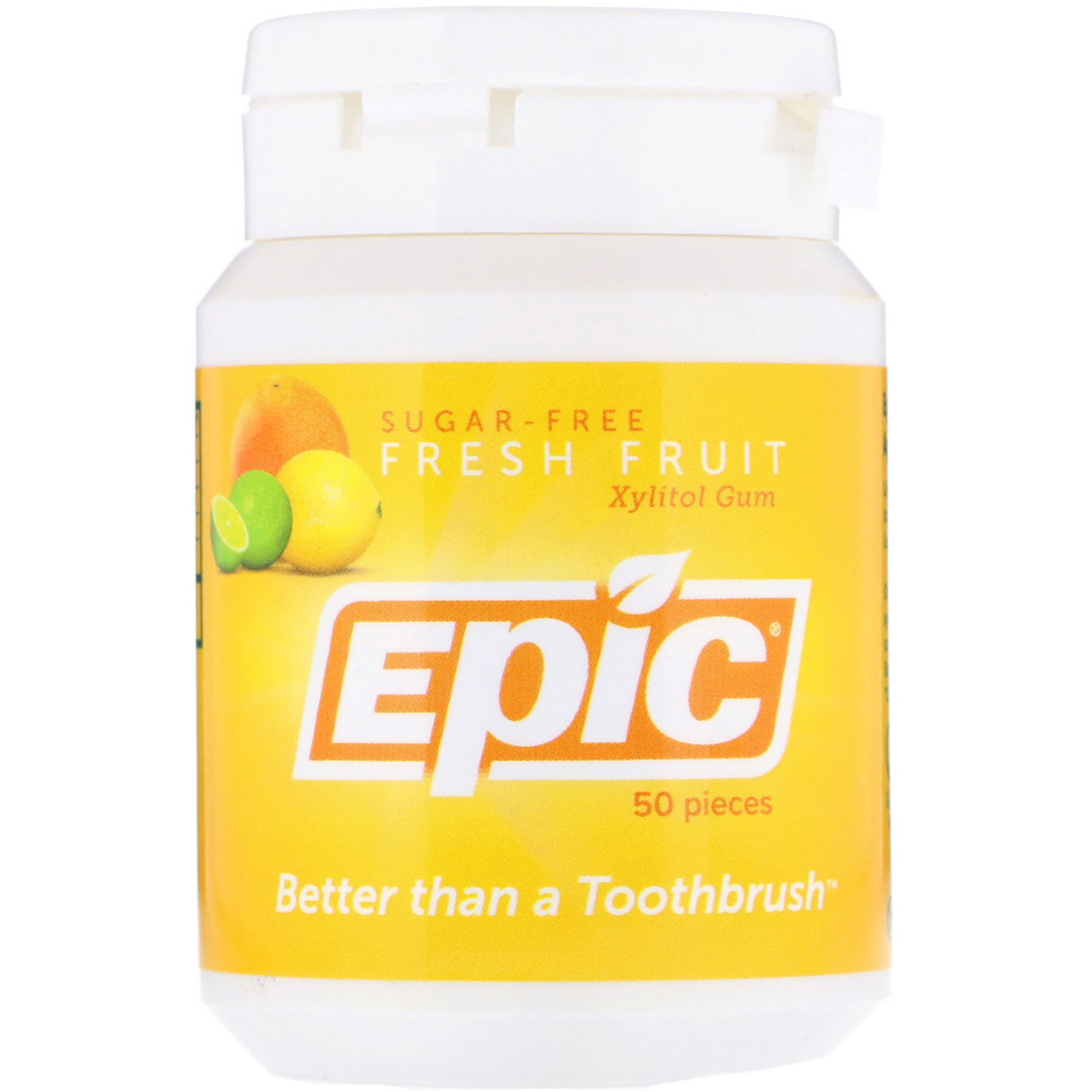 Comprar Epic Dental, Xylitol Gum, Sugar-Free, Fresh Fruit, 50 Pieces
