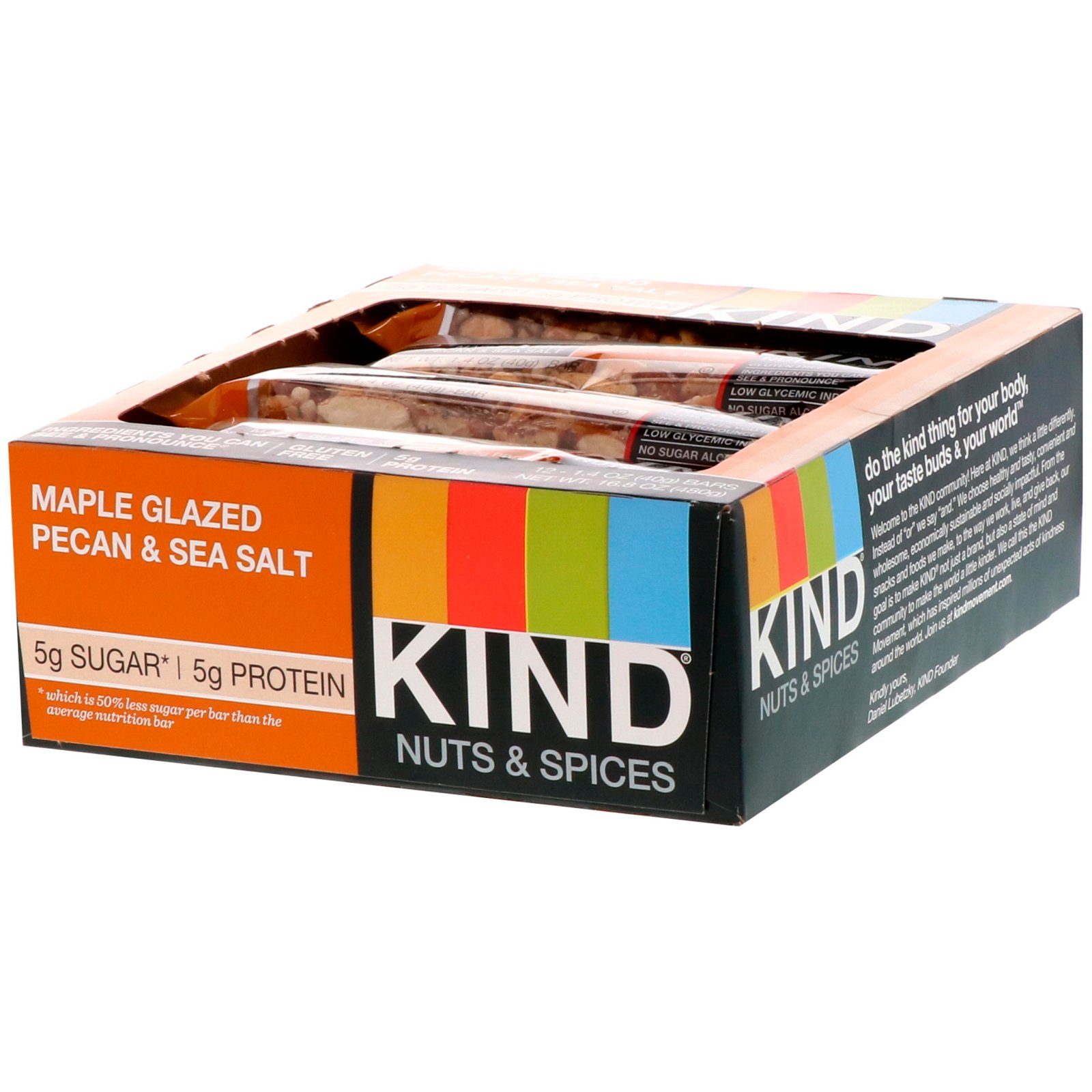 Comprar KIND Bars, Nozes e Especiarias, Pecã com Cobertura de Ácer e Sal Marinho, 12 Barras 1.4 oz (40g) Cada