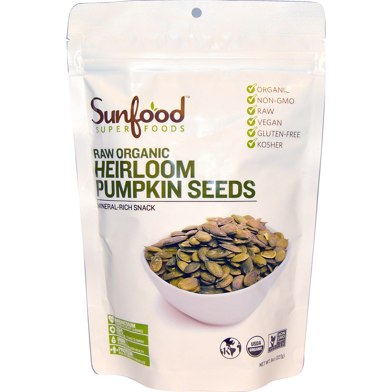 Comprar Sunfood, Sementes de Abóbora Tradicionais Orgânicas Cruas, 227 g (8 oz)