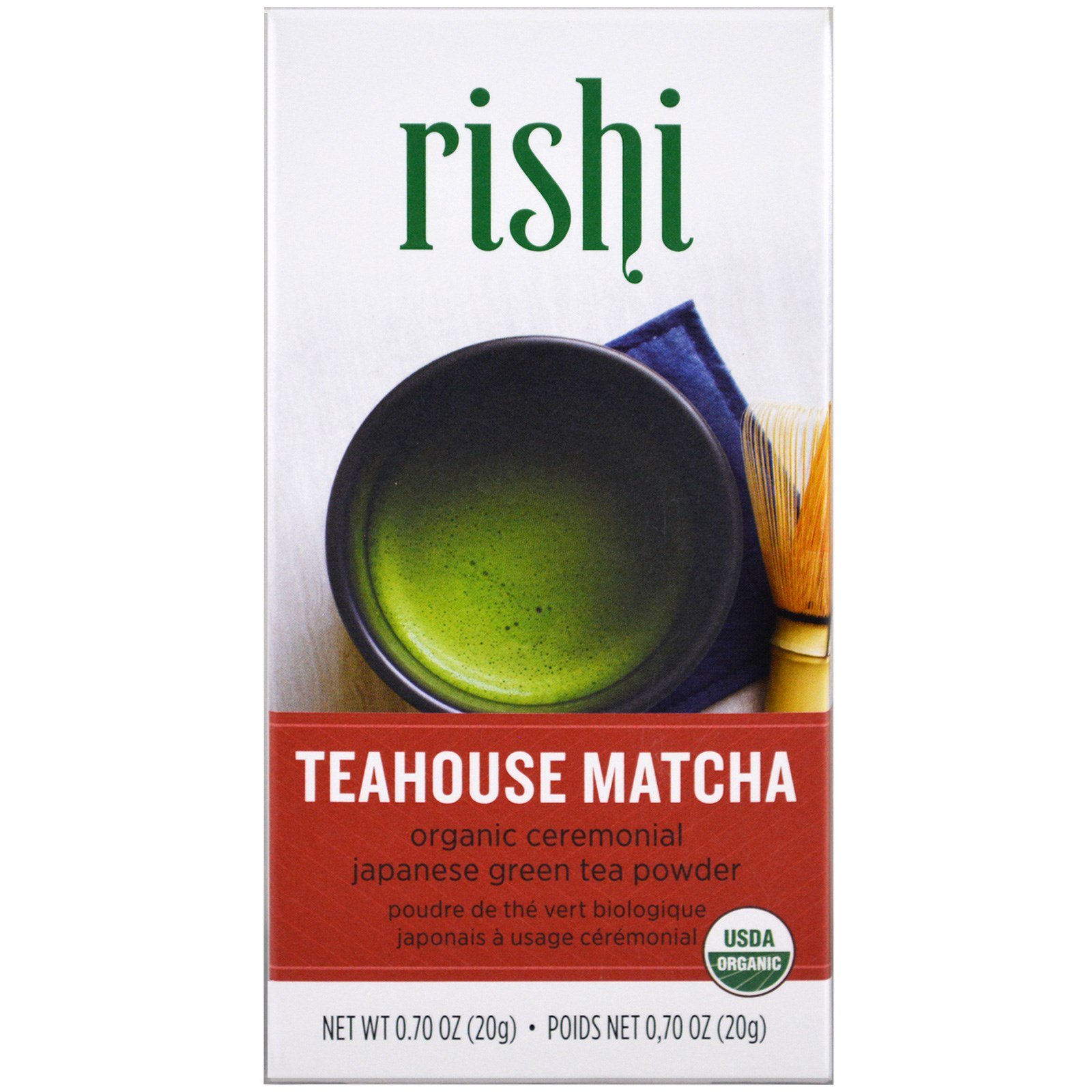 Comprar Rishi Tea, Matchá da Casa de Chá, Chá Verde Orgânico Cerimonial Japonês em Pó, 0,70 oz (20 g)