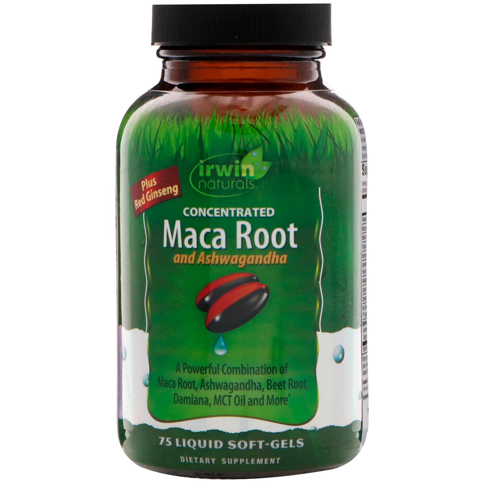 Comprar Irwin Naturals, Maca Concentrada e Ashwagandha, 75 Cápsulas Softgel Líquidas