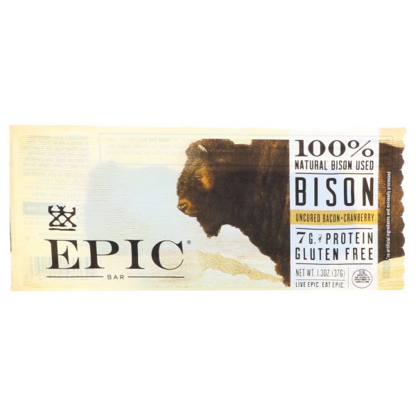 Comprar Epic Bar, Bisão, Barra de Bacon Não Curado + Cranberry, 12 Barras, 37 g Cada - Imagem 4
