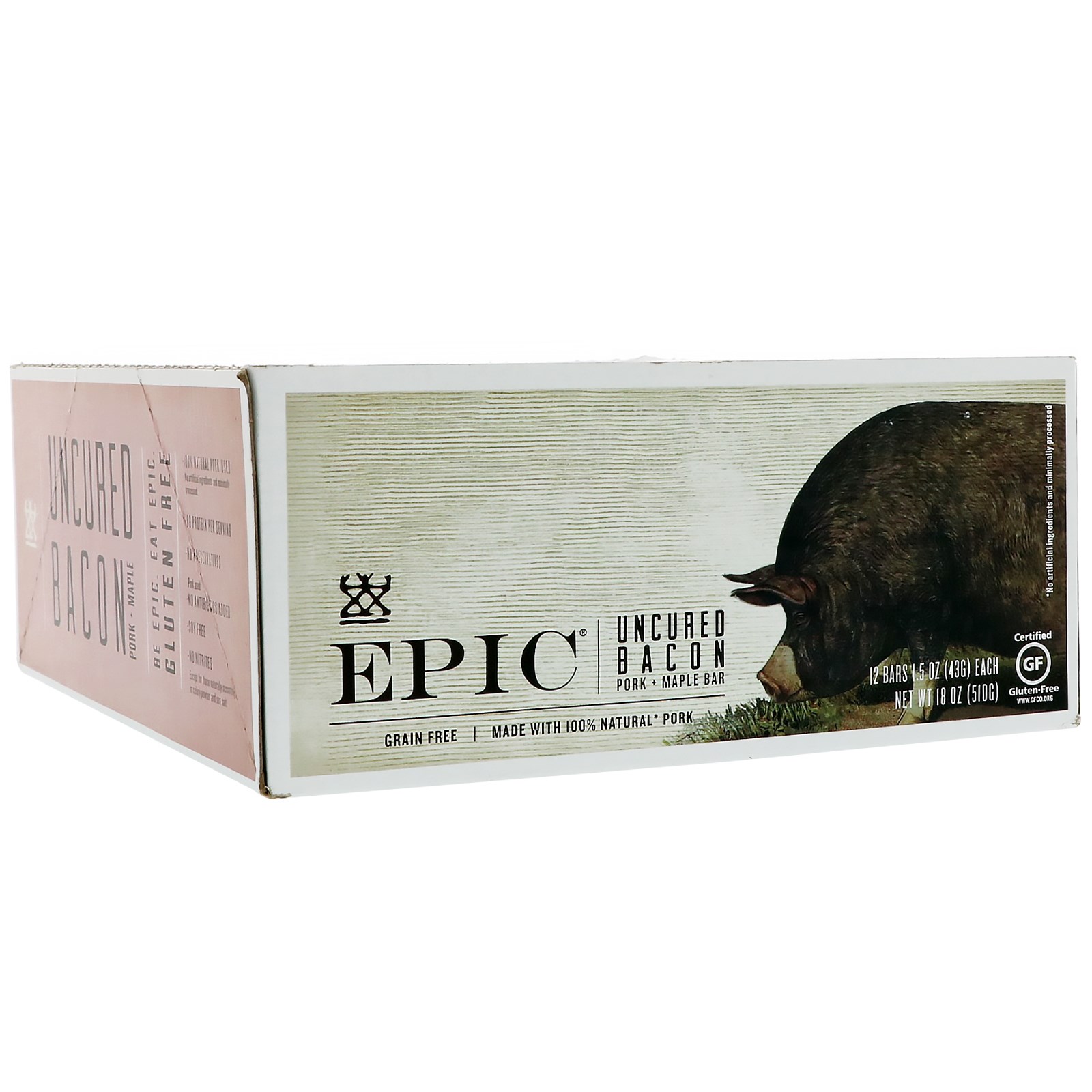Comprar Epic Bar, Bacon Não Curado, Barra de Carne de Porco + Bordo, 12 Barras, 43 g Cada - Imagem 3