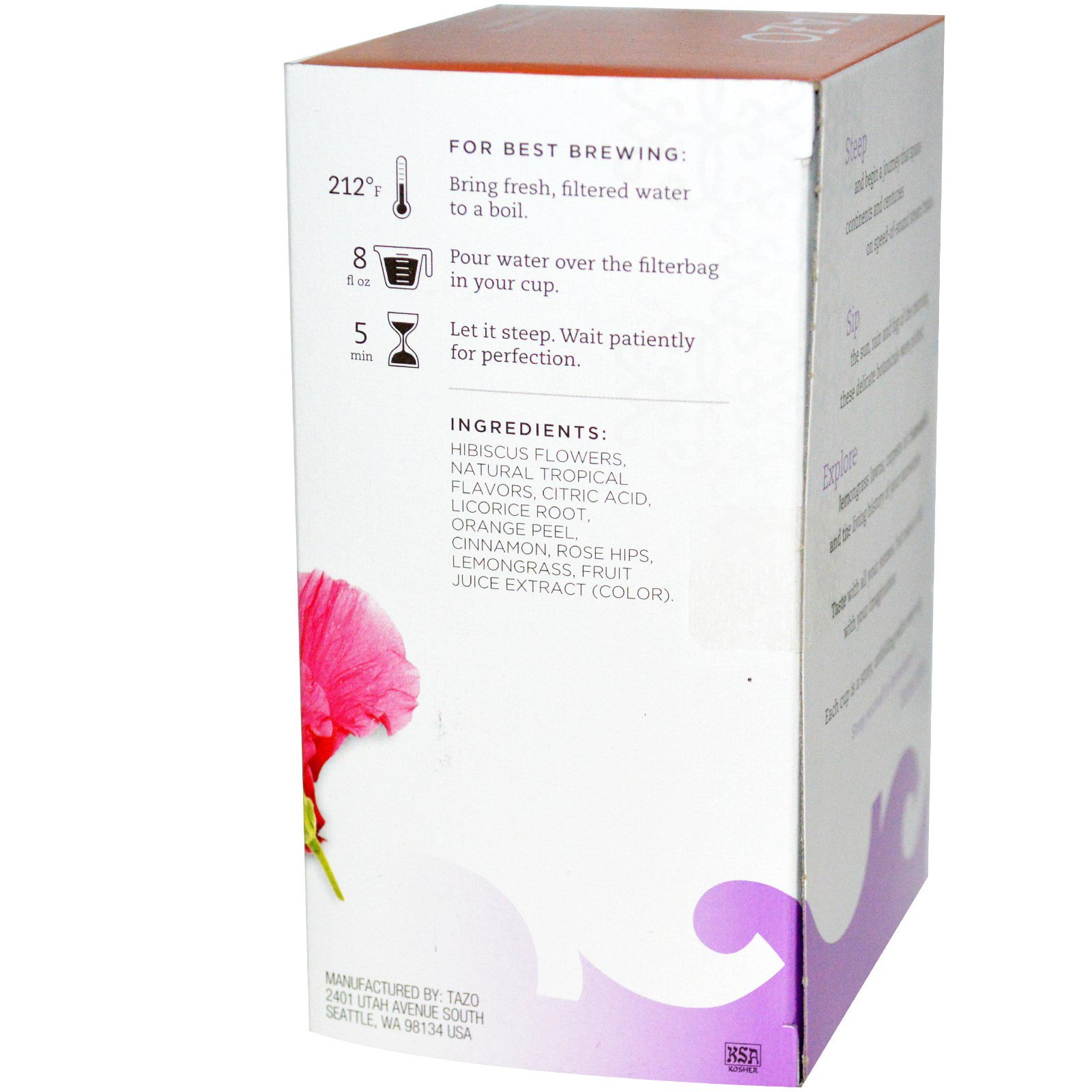 Comprar Tazo Teas, Passion, Chá de Ervas, Não contém cafeína, 20 Sachês com filtro, 1.8 oz (52 g) - Imagem 2