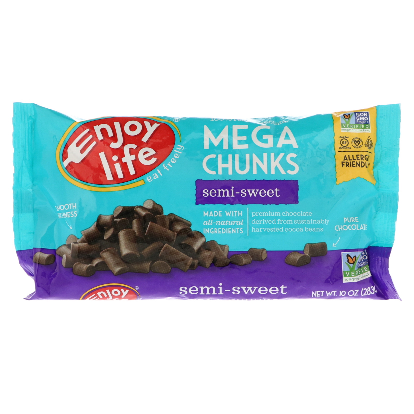 Comprar Enjoy Life Foods, Mega Chunks, chocolate meio-doce, 10 oz (283 g)