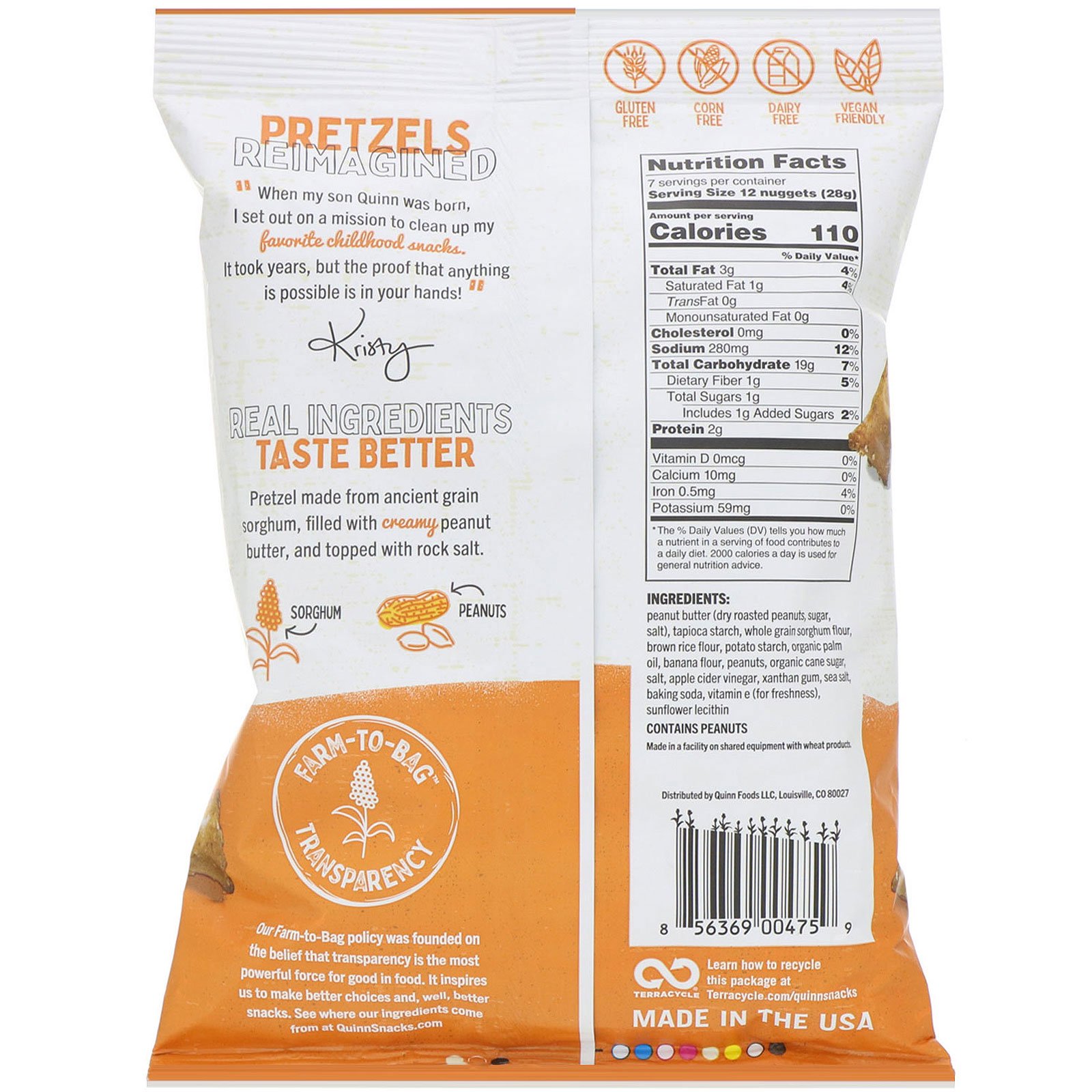 Comprar Quinn Popcorn, Neggets de Pretzel, Recheados com Manteiga de Amendoim Cremosa, 198 g (7 oz) - Imagem 2