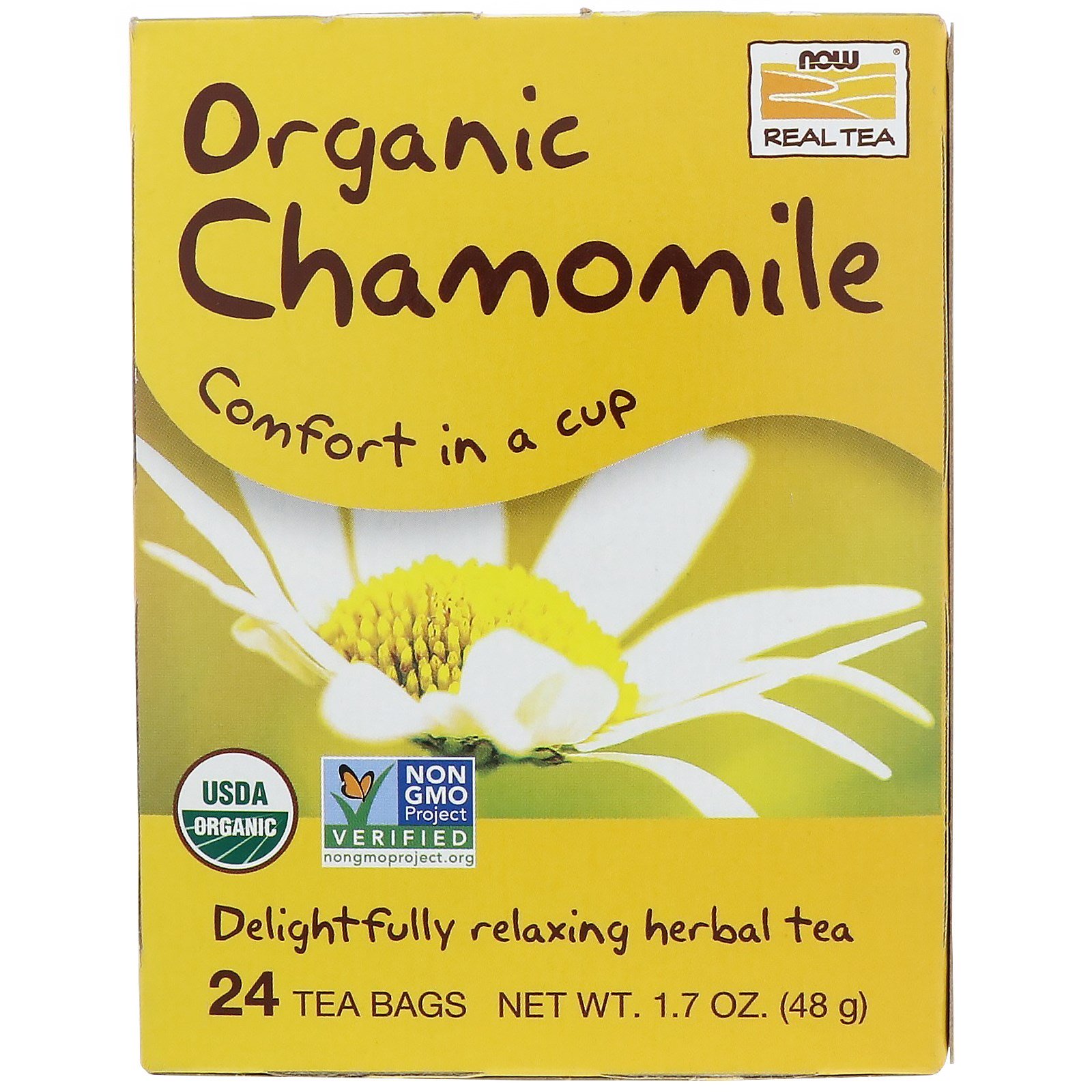 Comprar Now Foods, Organic Real Tea, Chamomile, 24 Tea Bags, 2 g Each