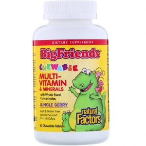 Comprar Natural Factors, Big Friends, Multivitaminas e Multiminerals Mastigáveis, Frutas Vermelhas Selvagens, 60 Comprimidos Mastigáveis