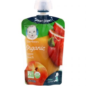 Comprar Gerber, Smart Flow, Organic Baby Food, Apples & Summer Peaches, 3.5 oz (99 g)