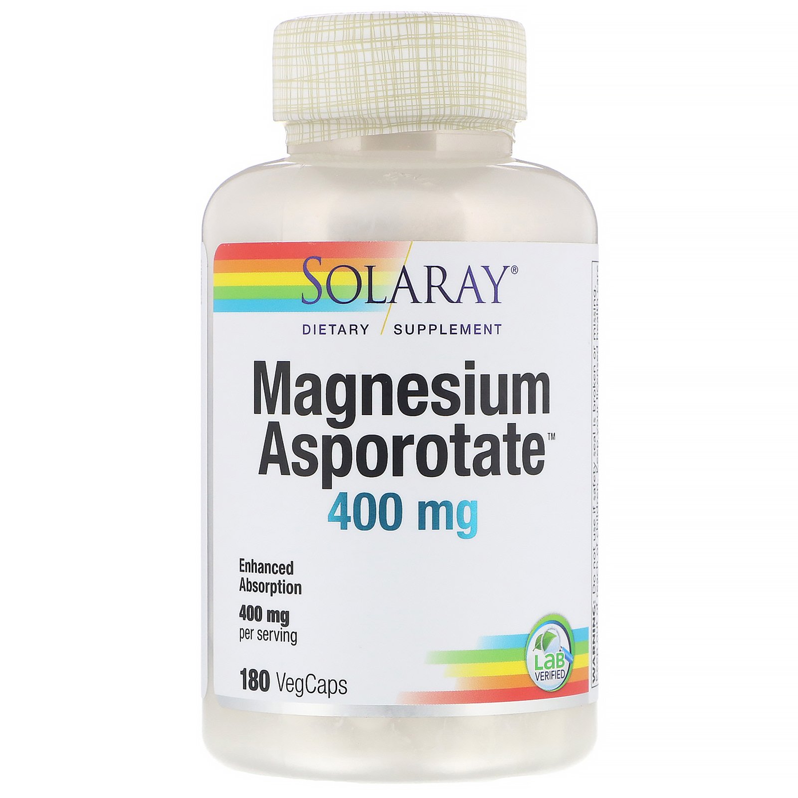 Comprar Solaray, Magnesium Asporotate, 400 mg, 180 VegCaps