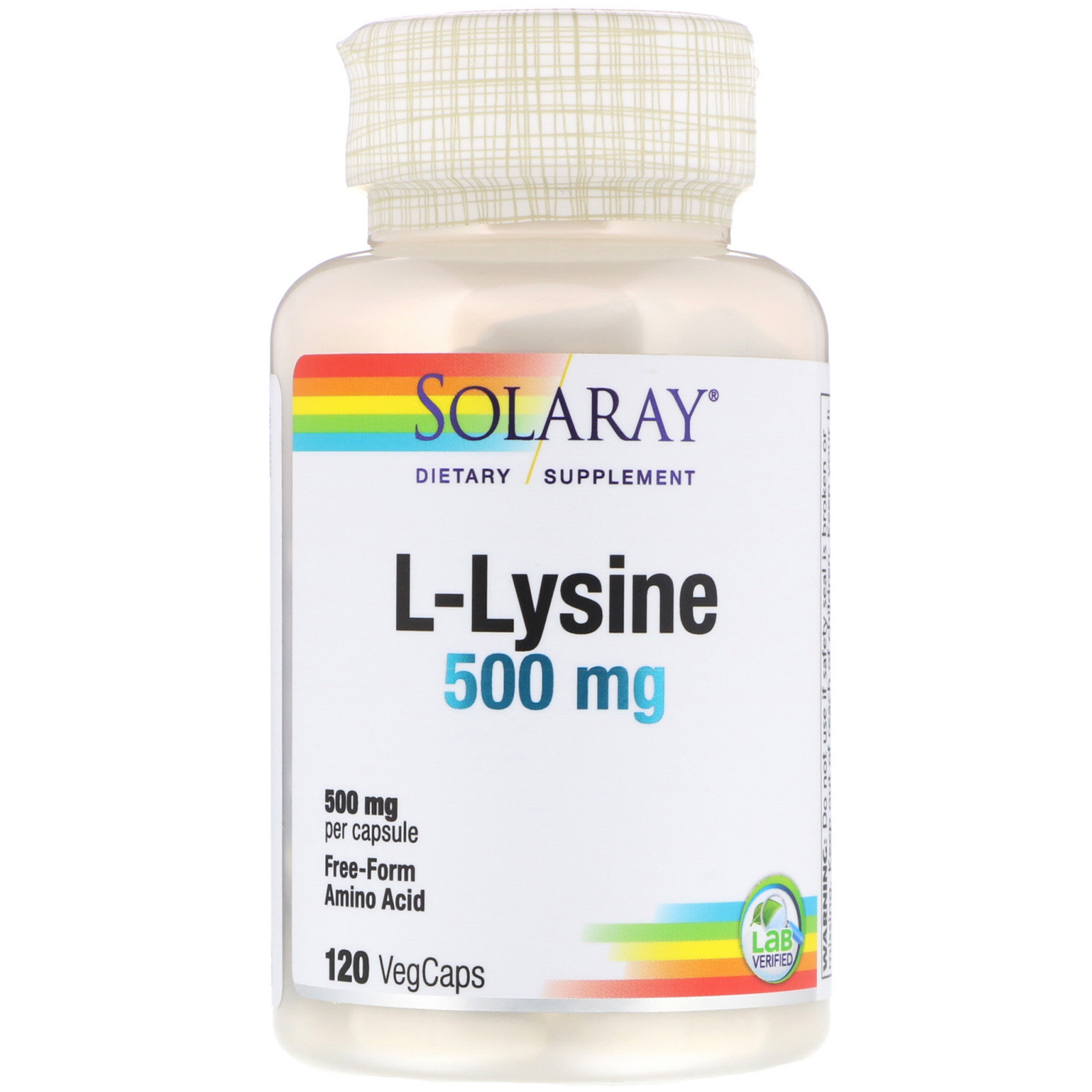Comprar Solaray, L-Lysine, 500 mg, 120 VegCaps