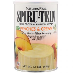 Comprar Nature's Plus, Spiru-Tein, Alimento Energético Altamente Proteico, Pêssegos e Creme, 1,1 lbs (510 g)