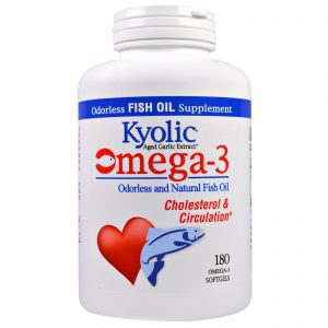 Comprar Kyolic, Omega-3, Odorless and Natural Fish Oil, 180 Omega-3 Softgels