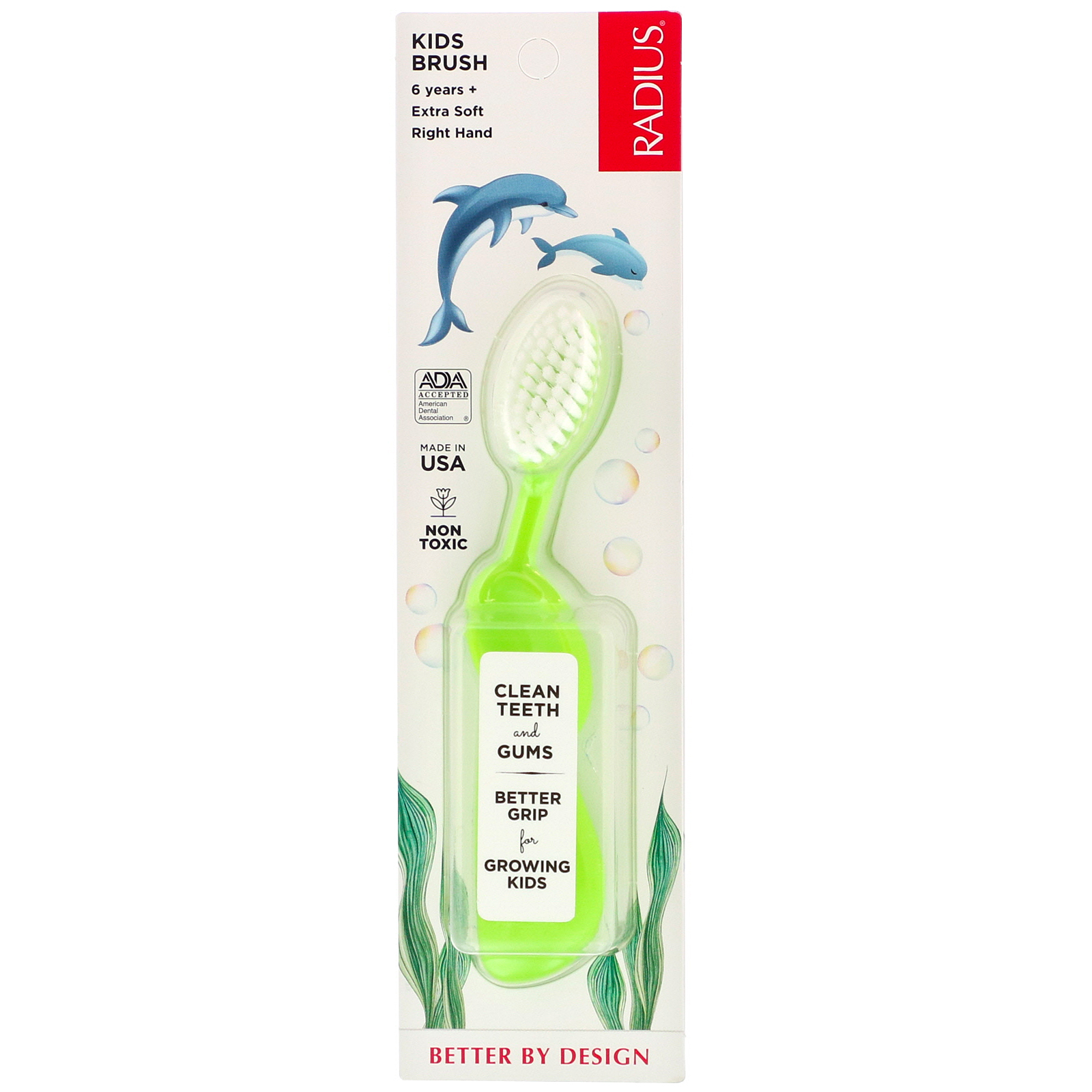 Comprar RADIUS, Escova Infantil, 6 Anos +, Extramacia, Destra, Verde Limão, 1 Escova de Dentes - Imagem 2
