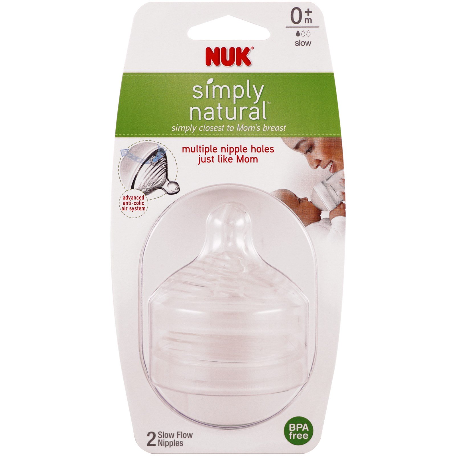 Comprar NUK, Simplesmente Natural, bico de mamadeira de baixo fluxo, 0+ Meses, 2 Pacotes - Imagem 3