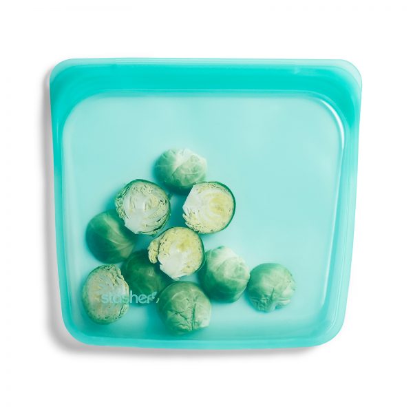 Comprar Stasher, Embalagem Reutilizável de Silicone para Alimentos, Tamanho de Sanduíche Médio, Aqua, 15 fl oz (450 ml) - Imagem 4