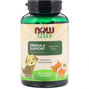 Comprar Now Foods, Pets, Omega-3 Support para Cães/Gatos, Excelente Sabor de Peixe, 180 Cápsulas Softgel
