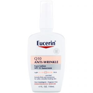 Comprar Eucerin, Q10 Loção Anti-Idade Pele Sensível, Protetor Solar SPF 15 , 4 fl oz (118 ml)
