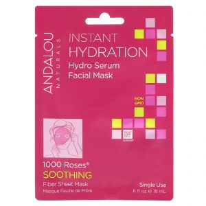 Comprar Andalou Naturals, Hidratação Instantânea, Máscara Facial com Sérum Hidratante, Máscara de Folha Fibrosa de Uso Único, 0,6 oz fl (18 ml)