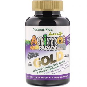 Comprar Nature's Plus, Source of Life, Animal Parade Gold, Children's Chewable Multi-Vitamin & Mineral Supplement, Natural Grape Flavor, 120 Animal-Shaped Tablets